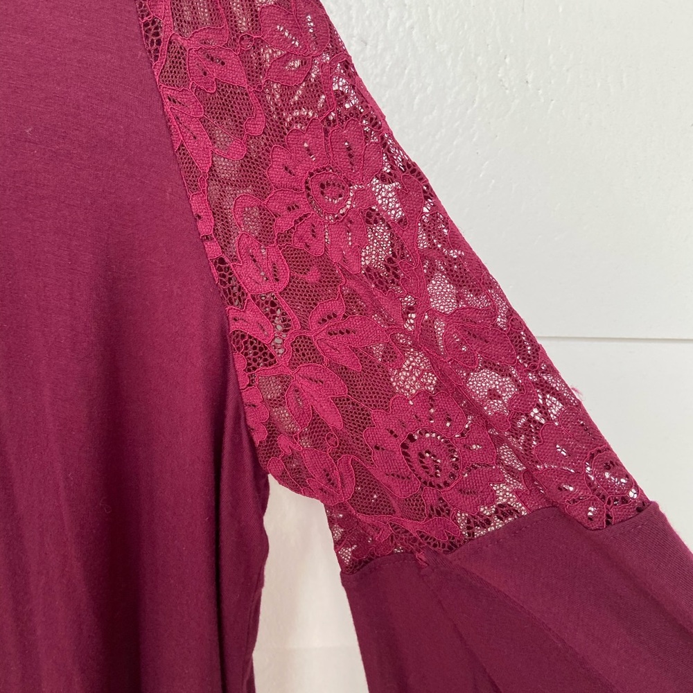 Torrid Lace Inset Bell Sleeve Top 3X Maroon - Picture 8 of 9